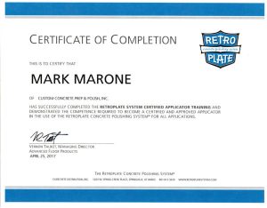 Retro Plate Certificate Mark Marone