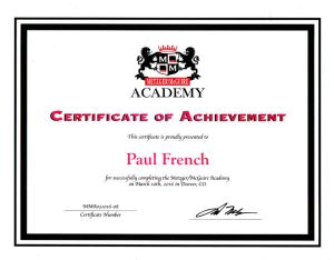 Academy Certificate Paul French