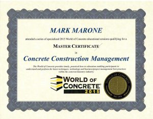 Concrete Construction Management Certificate Mark Marone